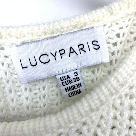 Lucy Paris Sweater Vest Womens Size Small Cream Open Knit Sleeveless - Picture 5 of 6